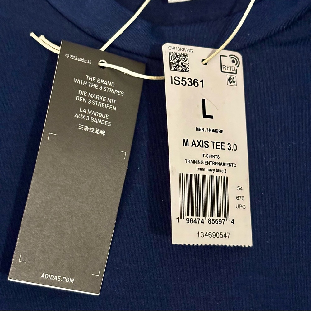 Adidas Mens Navy Blue Large Axis Tee 3.0 - Picture 5 of 7